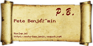 Pete Benjámin névjegykártya