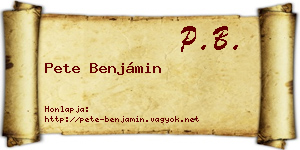 Pete Benjámin névjegykártya