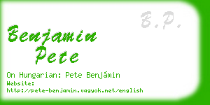 benjamin pete business card
